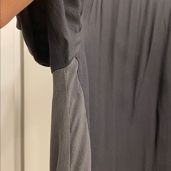 Eileen Fisher Black Silk Two Tone Button Down Tunic Mandarin Collar Size Medium - Picture 8 of 12